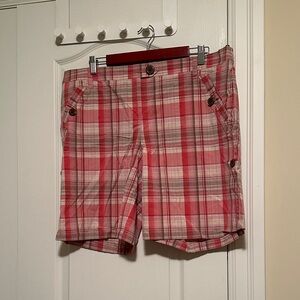 Women's Pink Plaid Convertible Shorts